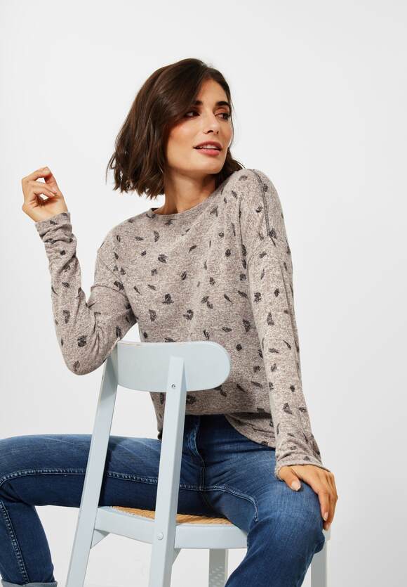 CECIL Langarmshirt mit Melange Online-Shop Damen Taupe - Elle Style Print CECIL - 