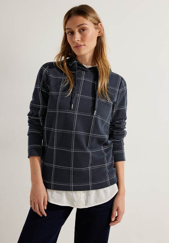 Hoodie CECIL Online-Shop Melange Sweatshirt - Night Damen Jacquard CECIL Blue | Sky
