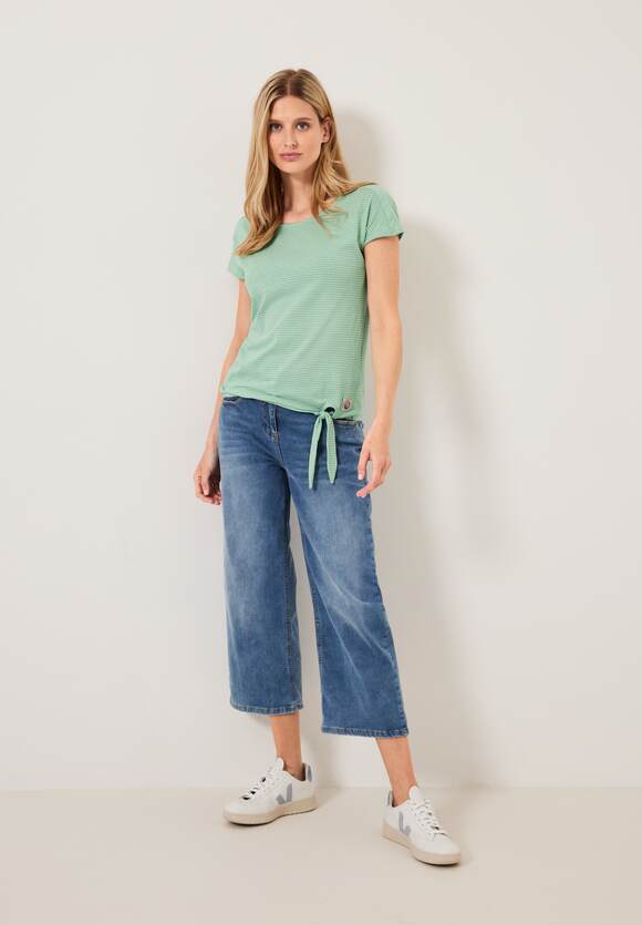 Online-Shop CECIL - mit Salvia Green | CECIL Damen Shirt Fresh Knotendetail