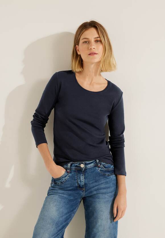 CECIL Basic Langarmshirt Damen - Style Pia - Night Sky Blue | CECIL  Online-Shop