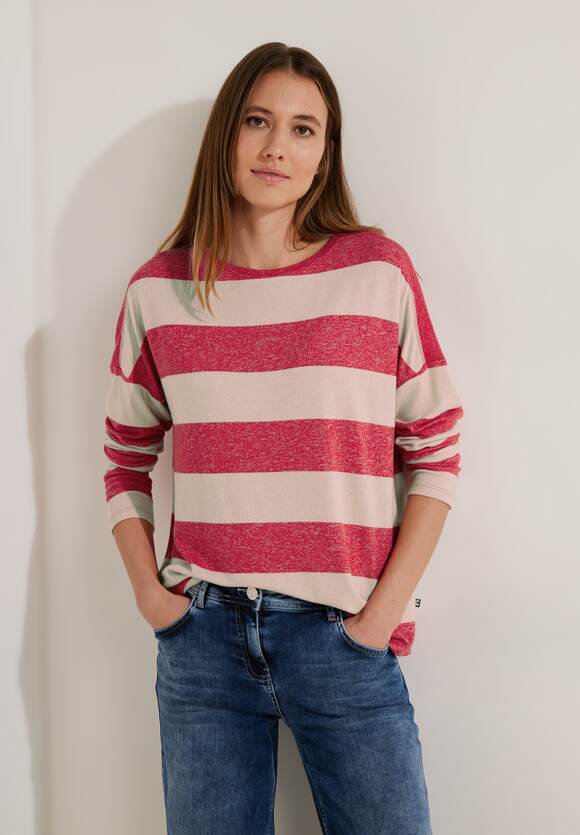CECIL Cosy Streifenshirt Damen - Hazelnut Melange | CECIL Online-Shop