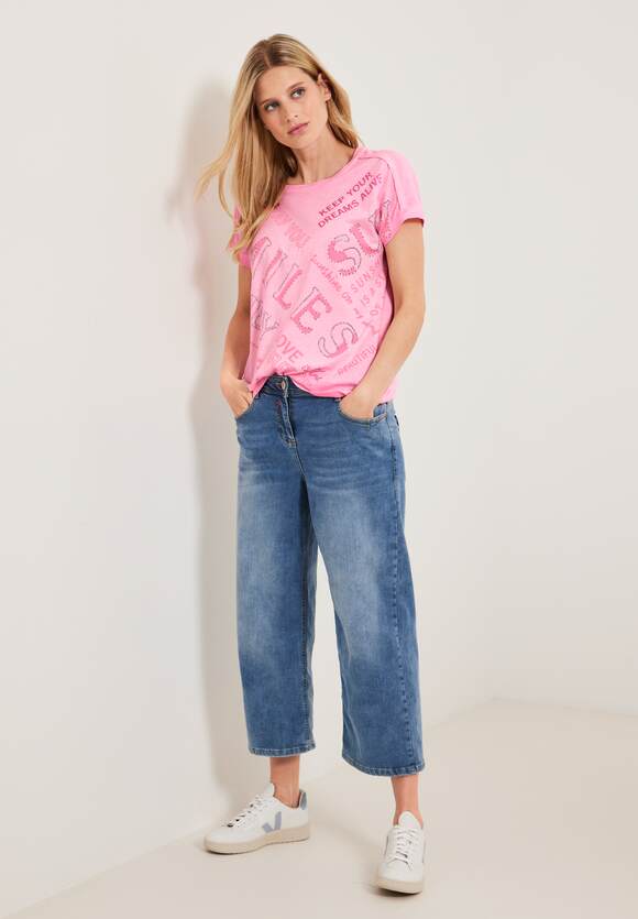 CECIL Wording | Online-Shop Soft T-Shirt Pink Neon Print CECIL Damen -