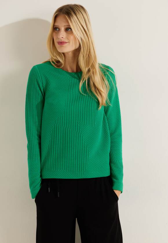 CECIL Langarmshirt mit Struktur Damen - Easy Green | CECIL Online-Shop