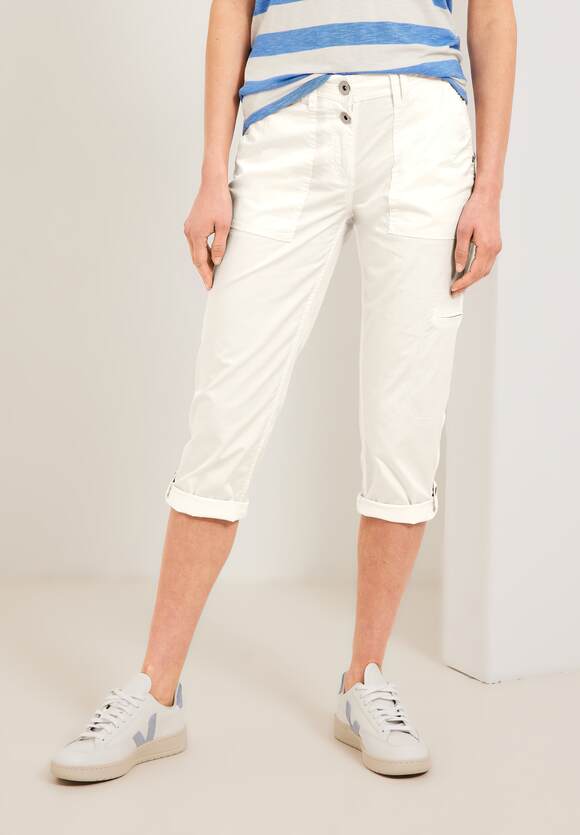 Style Papertouch CECIL Hose York Damen Vanilla Casual Online-Shop | Fit New - - CECIL White