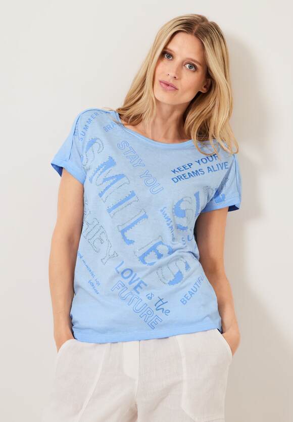 CECIL Tranquil | Print Wording Blue - CECIL T-Shirt Damen Online-Shop