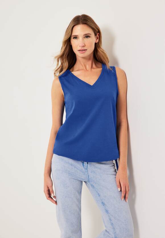Online-Shop Blue - | Damen Spitzendetail Sea CECIL CECIL Jersey Top