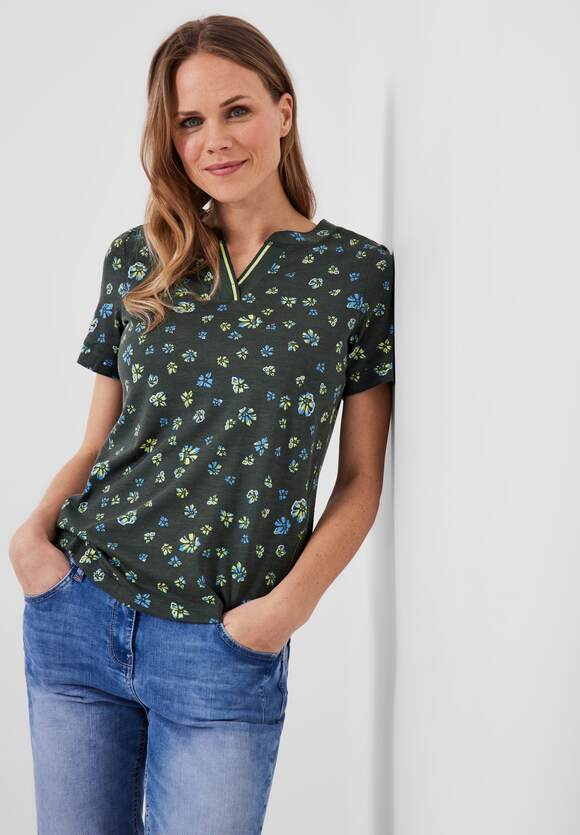 mit CECIL - T-Shirt Easy Khaki Damen Blumenprint | CECIL Online-Shop