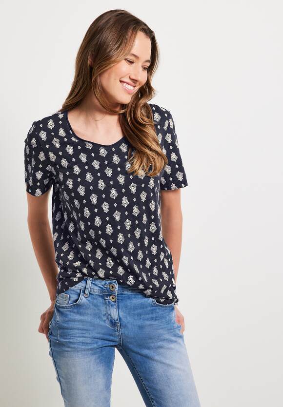 CECIL Basic Print Shirt Damen - Deep Blue | CECIL Online-Shop | V-Shirts
