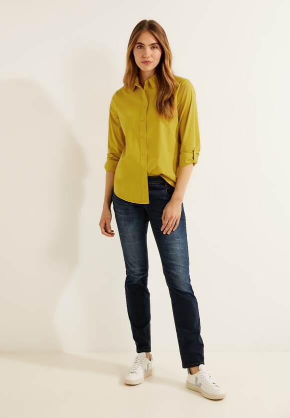 Golden CECIL Damen Unifarbene | - Baumwollbluse Yellow Online-Shop CECIL