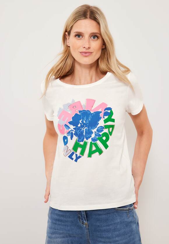 White mit CECIL | Damen - T-Shirt Vanilla Online-Shop Fotoprint CECIL