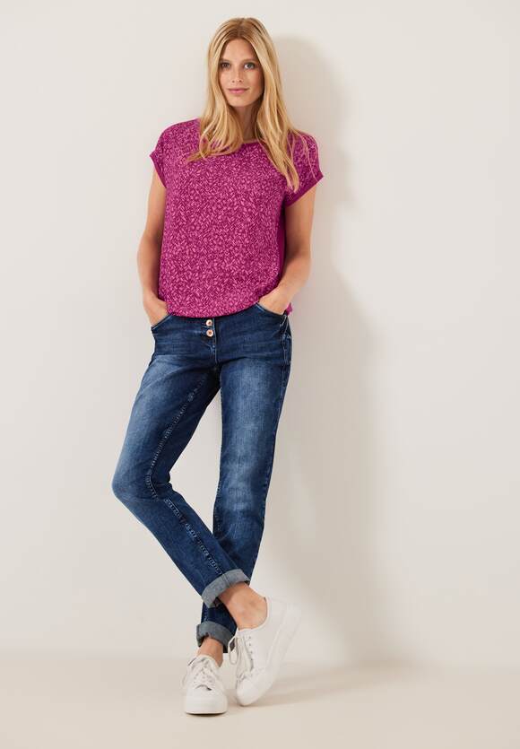 CECIL Materialmix Damen Online-Shop T-Shirt - | Pink Cool CECIL