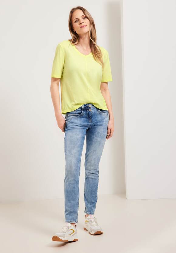 in - | CECIL Optik T-Shirt Online-Shop Damen Washed Yellow CECIL Limelight