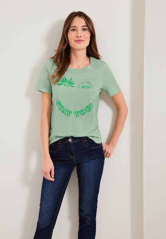 CECIL Smiley Fotoprint T-Shirt - Fresh Damen | Salvia CECIL Green Online-Shop