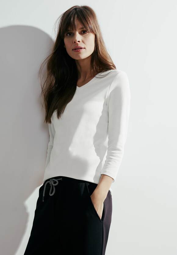 CECIL Basic Langarmshirt Damen - Vanilla White | CECIL Online-Shop