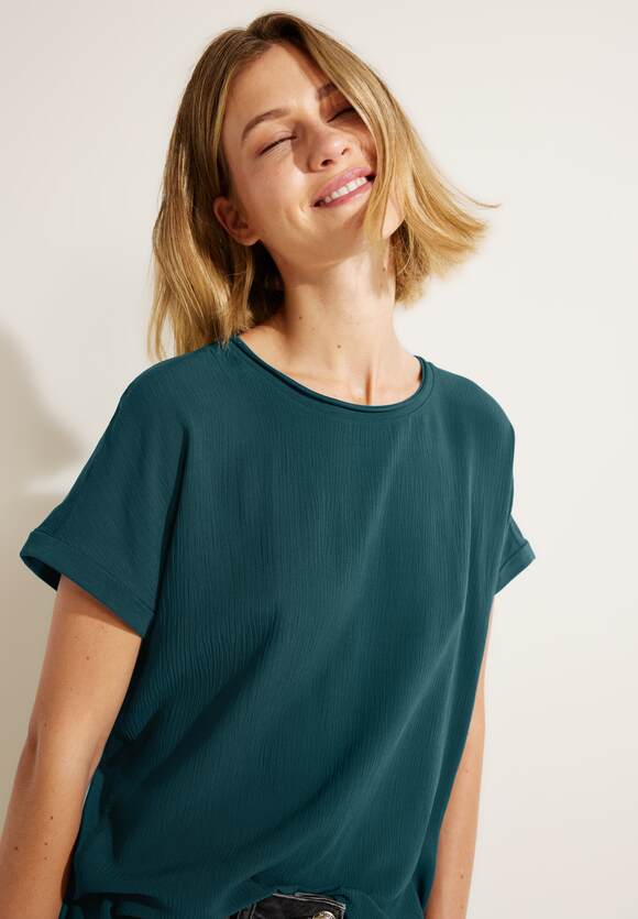 CECIL Materialmix Shirt Damen - Green Deep Lake | CECIL Online-Shop