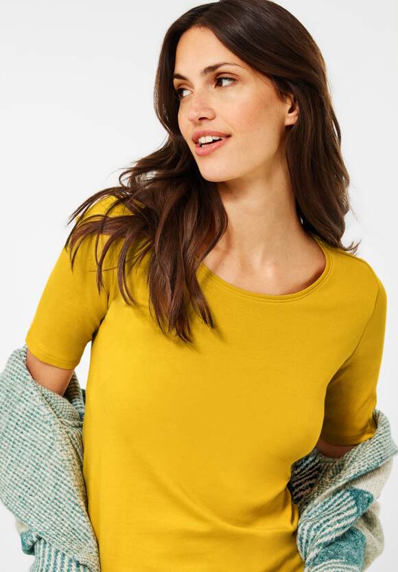 CECIL T-Shirt Damen | Yellow Curry Unifarbe - Style in CECIL - Lena Online-Shop