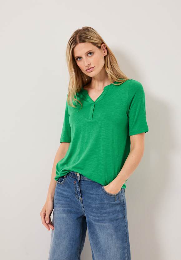 mit CECIL T-Shirt Damen Elastiksaum CECIL - | Fresh Green Online-Shop