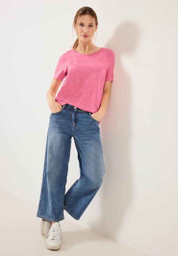 Online-Shop CECIL V-Neck | Basic T-Shirt Pink CECIL Soft Damen -
