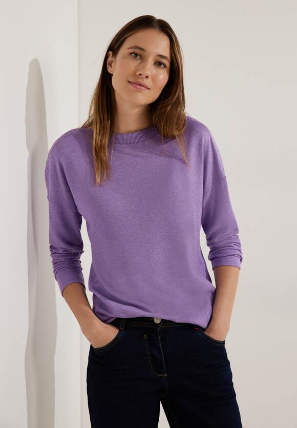 CECIL Cosy Langarmshirt Damen - CECIL Lilac Pastel Melange | Online-Shop