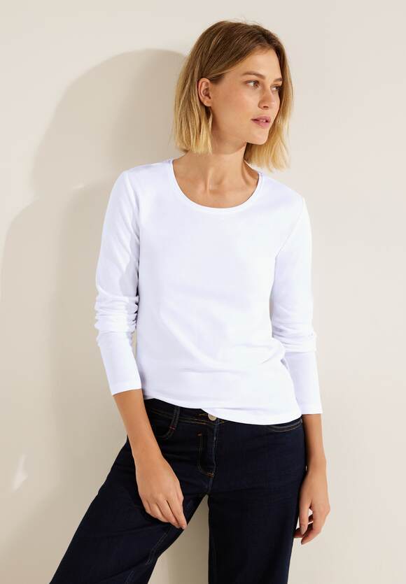 CECIL Basic Langarmshirt Damen - Style Pia - White | CECIL Online-Shop
