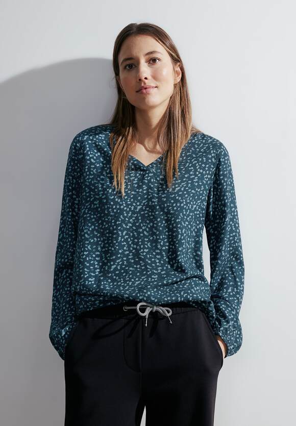 CECIL Bluse mit Minimal-Print Damen - Strong Petrol Blue | CECIL Online-Shop