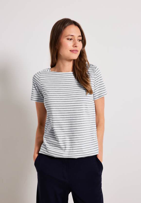 CECIL T-Shirt mit CECIL Damen Style - Light Online-Shop Graphite Abbi Streifenmuster | Grey 