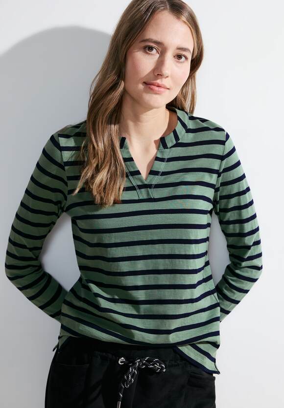 Salvia Raw | CECIL Online-Shop - Streifenshirt CECIL Green Damen
