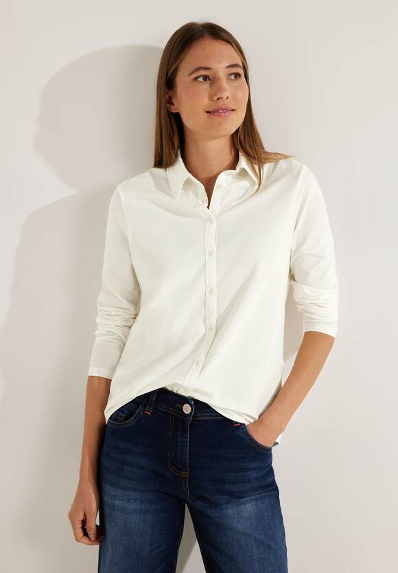Online-Shop Vanilla Kragen | Damen mit White CECIL Blusenshirt - CECIL