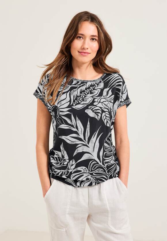 CECIL T-Shirt Blätterprint Online-Shop Grey - Carbon mit | CECIL Damen