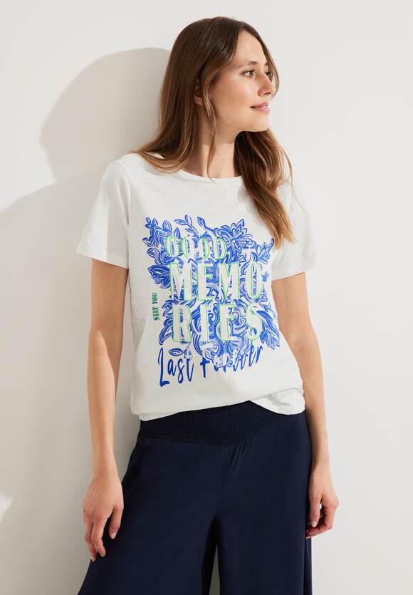 Damen Fotoprint | T-Shirt - Vanilla White Online-Shop CECIL CECIL