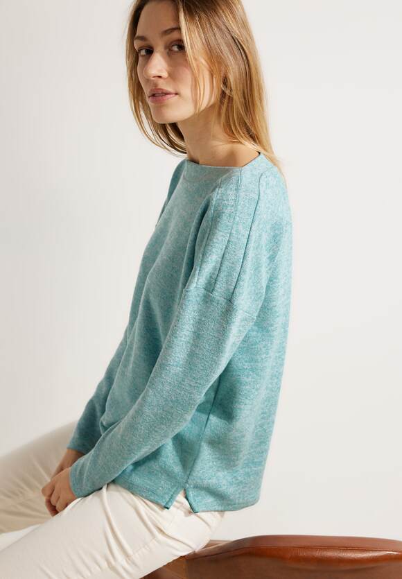CECIL Gemêleerd, geribbeld shirt Dames - Frosted Aqua Blue Melange | CECIL  Online-Shop
