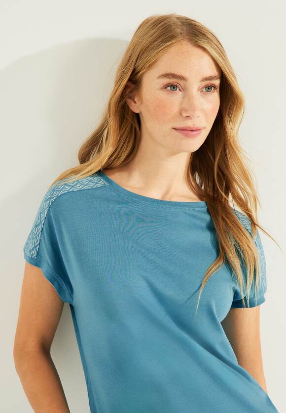 CECIL mit Shirt Online-Shop Damen Schulterprint Blue | Adriatic - CECIL