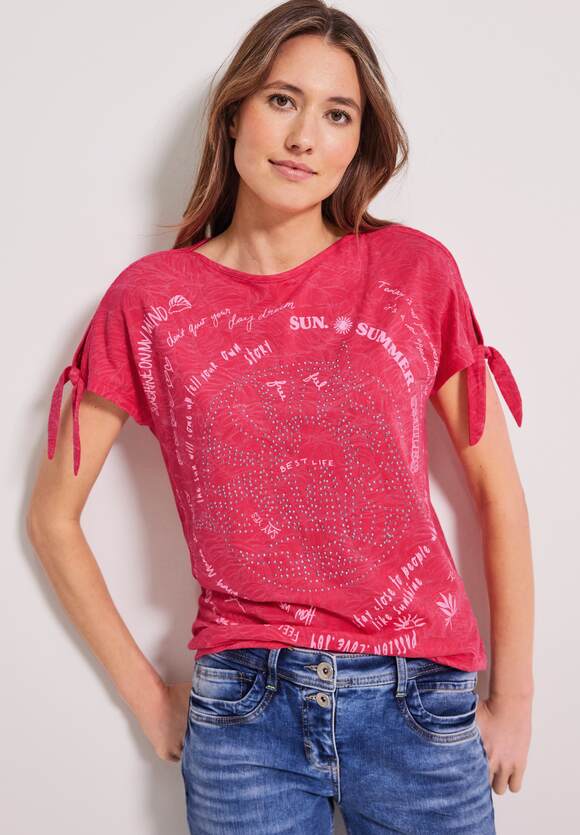 CECIL | CECIL Online-Shop Red - Strawberry Out met Burn knoopdetail Dames T-shirt