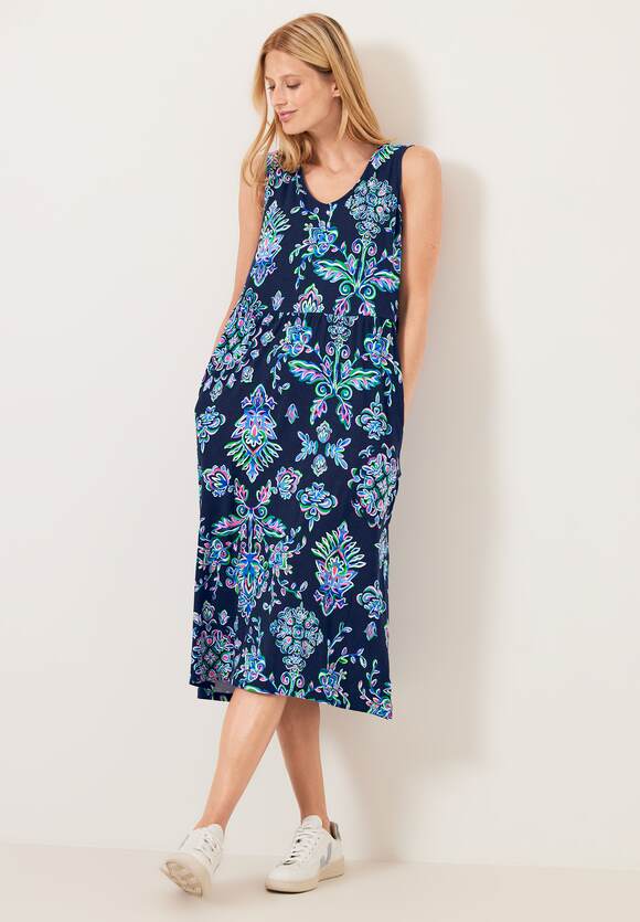 Online-Shop | - CECIL Damen Midi Blue Deep Jersey Kleid CECIL