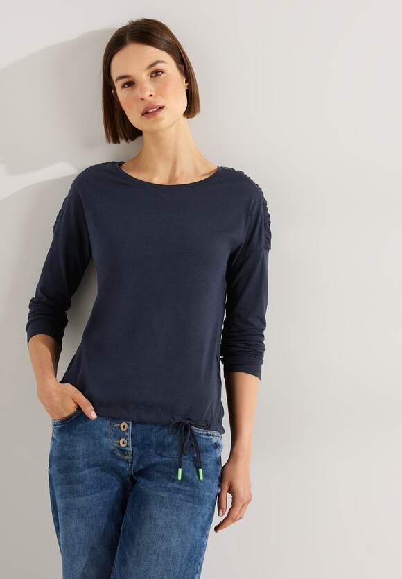 Shirt - CECIL Dames Blue met gesmokte details | Online-Shop CECIL Sky Night