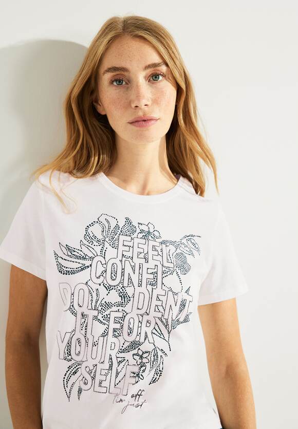 Vanilla Online-Shop Damen Frontprint T-Shirt CECIL mit | - White CECIL