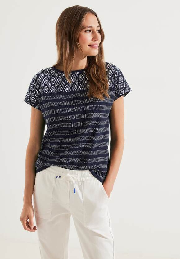 CECIL T-Shirt mit Printmix Damen CECIL Night Sky | - Blue Online-Shop