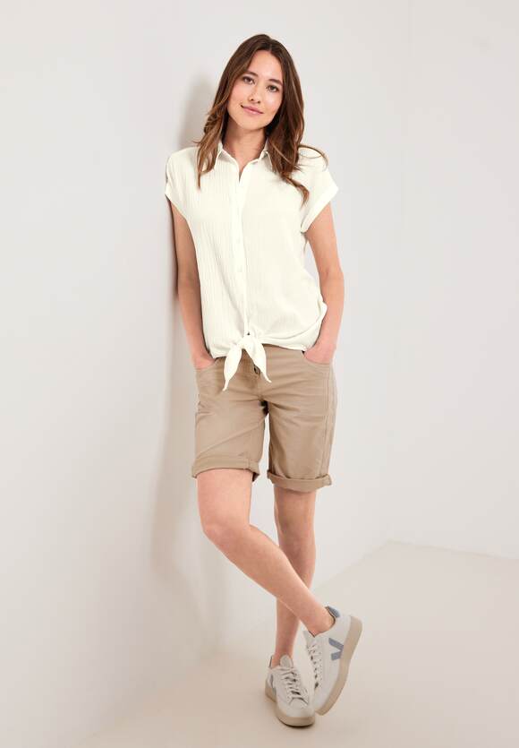 CECIL Online-Shop Bluse mit Damen White | - Vanilla Knotendetail CECIL