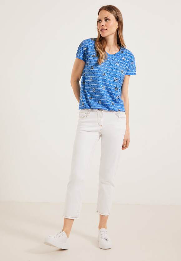 Marina T-Shirt Burn Out Print Blue - Online-Shop Damen Burn CECIL mit CECIL | Out