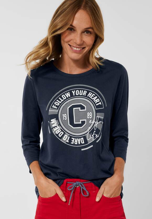 College mit Night Online-Shop Damen - Frontprint CECIL | CECIL Sky Shirt Blue