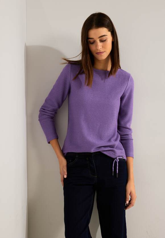 Dames structuur Melange - Pastel Lilac Online-Shop en CECIL met mouwen Shirt | lange CECIL