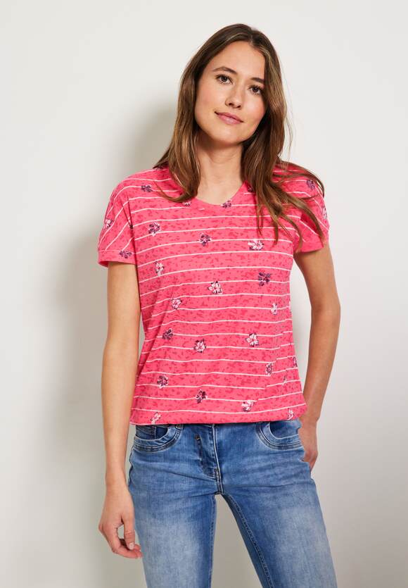 CECIL Burn Out T-Shirt mit Print Damen - Strawberry Red | CECIL Online-Shop