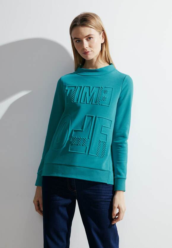 CECIL Sweatshirt mit Damen | Blue Aqua Frosted Stehkragen - CECIL Online-Shop