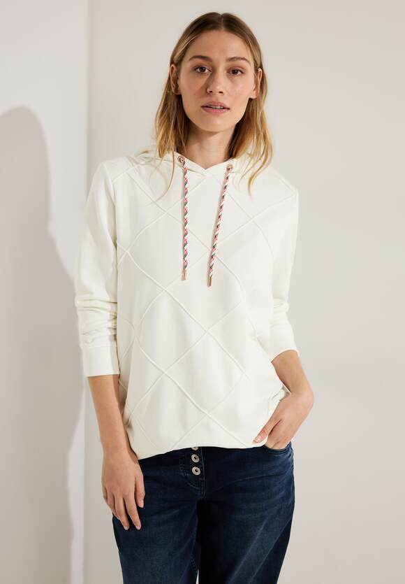 CECIL Sweatshirt met ruitpatroon Dames - Vanilla White | CECIL Online-Shop