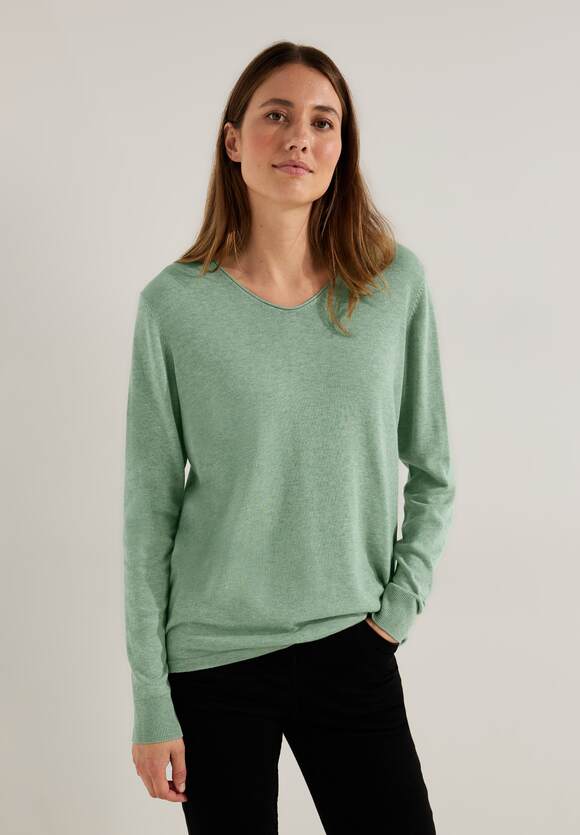 Sage CECIL Green Damen Online-Shop CECIL | Melange Feinstrick Clear Pullover -