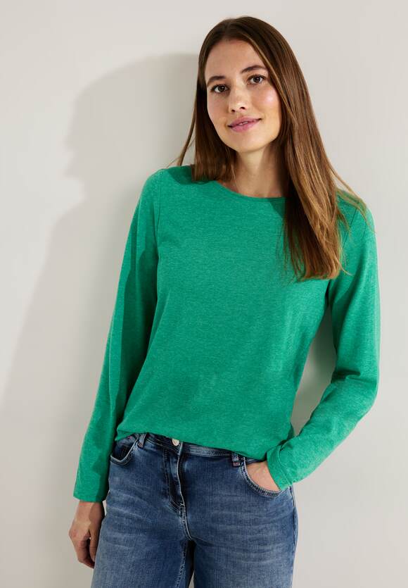 CECIL Langarmshirt mit Gummibund Damen - Cosy Easy Green Melange | CECIL  Online-Shop