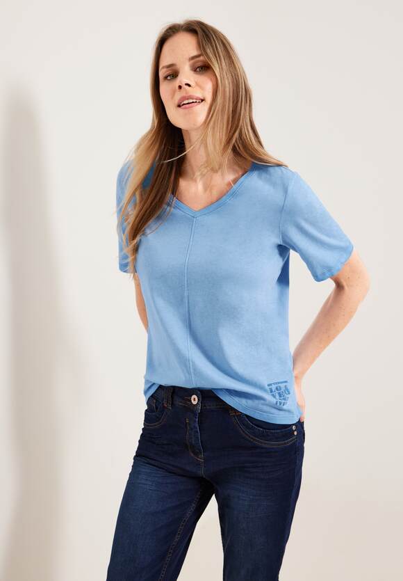 CECIL T-Shirt in Washed Optik Marina Online-Shop Blue - Damen | CECIL