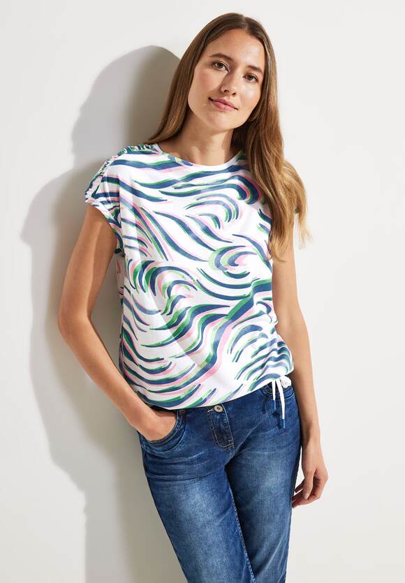 Outlet-Besonderheit! CECIL T-Shirt mit Schulterraffung White | CECIL Online-Shop Vanilla - Damen