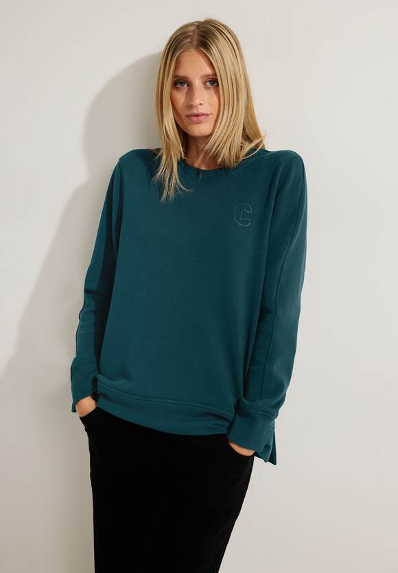 CECIL - Green Sweatshirt | Online-Shop Deep Basic Lake Damen CECIL