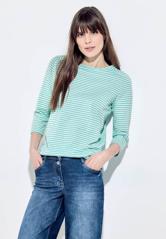CECIL Basic Streifenshirt Damen - Cool Mint Green | CECIL Online-Shop